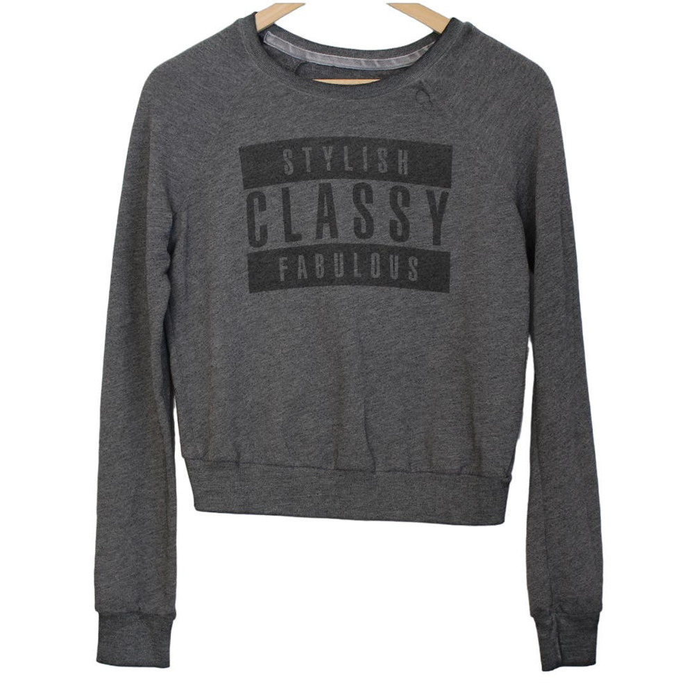 Abercrombie & Fitch Gray Pullover Crewneck Long Sleeve Sweatshirt Top Size XS